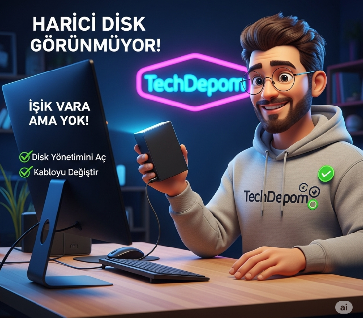 Harici Harddisk Işığı Yanıyor Ama Bilgisayarda Görünmüyor
