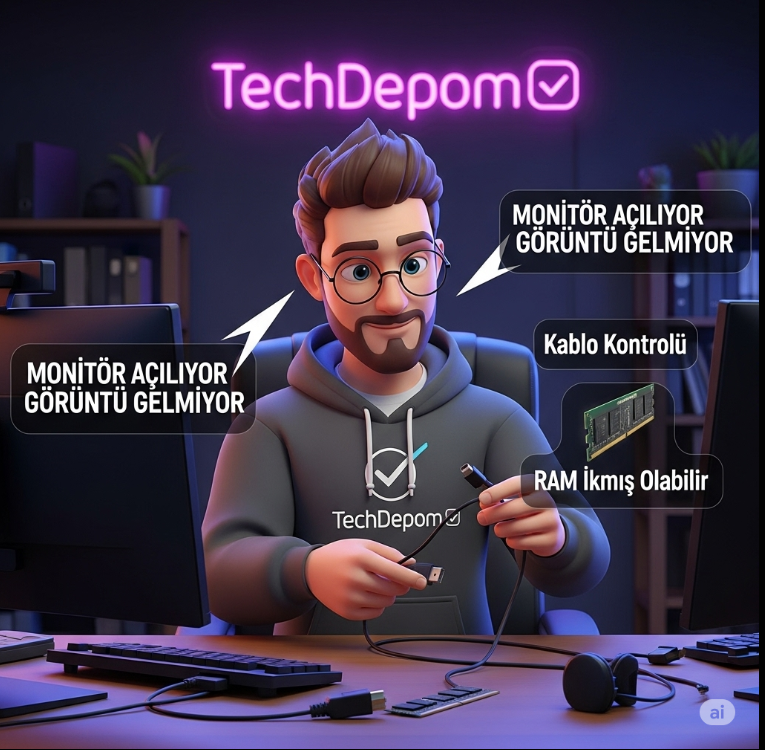 monitör açılıyor görüntü gelmiyor